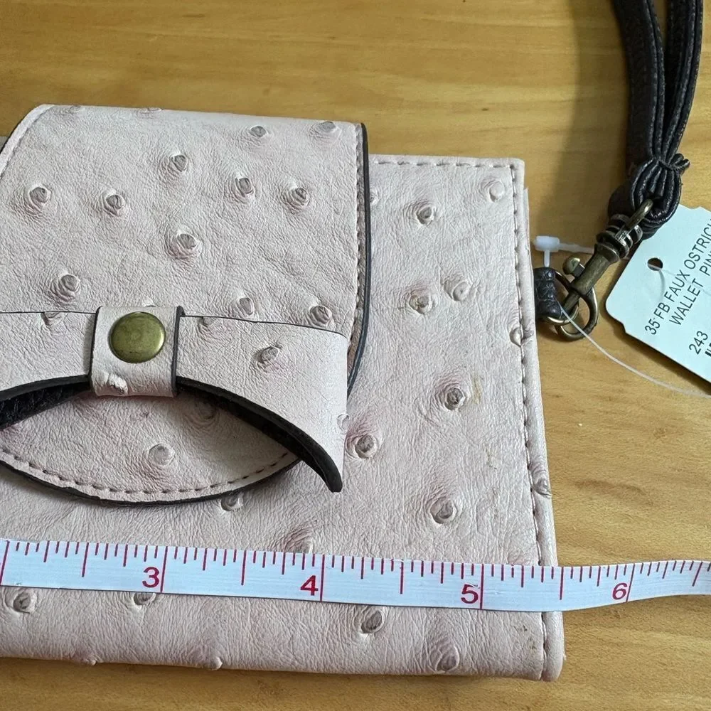 NWT Faux Ostrich Wristlet/Wallet in Pink